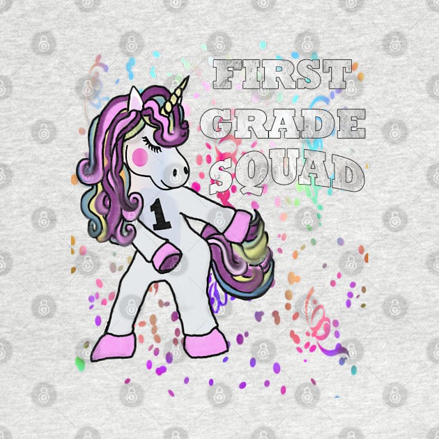 Back to School First Grade Squad Flossing Unicorn Stickers & Gifts by tamdevo1